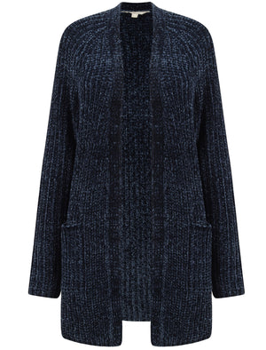 Meringue Chenille Cable Knit Cardigan with Pockets in Navy - Tokyo Laundry