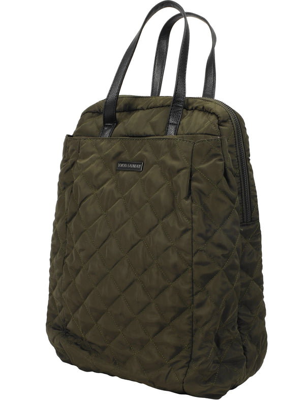 Mexico Quilted Backpack with Top Handles In Khaki - Tokyo Laundry