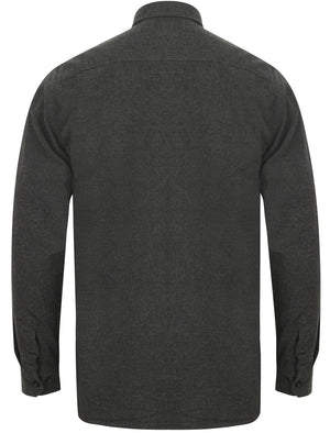 Millbrook Zip Through Long Sleeve Cotton Shirt in Dark Grey - Tokyo Laundry