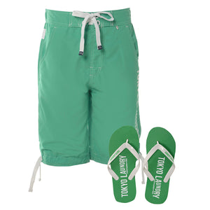Miramar mesh lined swim shorts in green - Tokyo Laundry