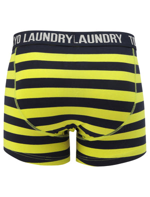 Mission 2 (2 Pack) Striped Boxer Shorts Set In Apple Green / Navy - Tokyo Laundry
