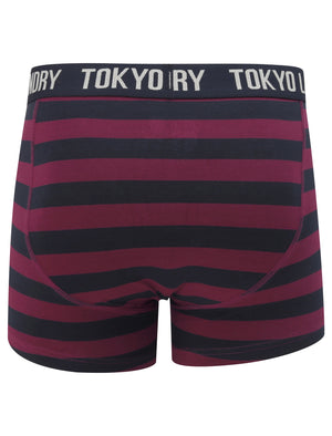 Mission 2 (2 Pack) Striped Boxer Shorts Set In Dark Purple / Navy - Tokyo Laundry