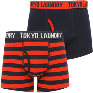 Newburgh (2 Pack) Striped Boxer Shorts Set in Barados Cherry / Navy - Tokyo Laundry