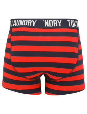 Newburgh (2 Pack) Striped Boxer Shorts Set in Barados Cherry / Navy - Tokyo Laundry