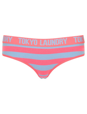 Monica Striped Cami Underwear Set In Shocking Pink / Placid Blue - Tokyo Laundry