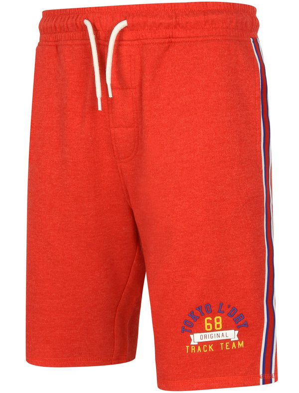 Montauk Bay Jogger Shorts with Side Tape Detail In Red Marl - Tokyo Laundry
