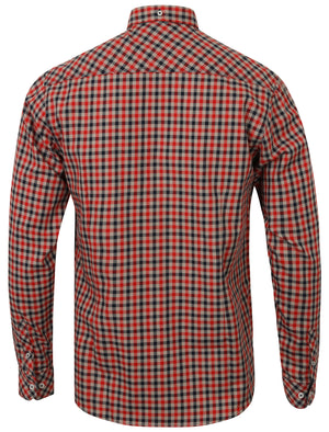 Montpellier Checked Long Sleeve Cotton Shirt in Rio Red - Tokyo Laundry