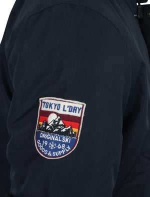 Moorgate Taslon Coat With Borg Lined Hood In True Navy - Tokyo Laundry