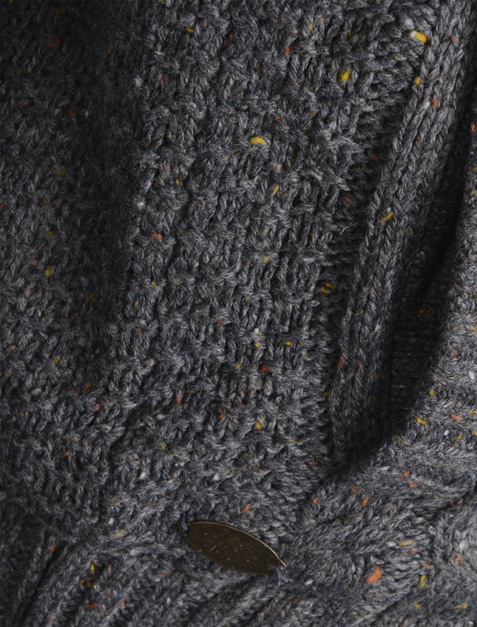 Moray Cable Knit Sherpa Lined Jacket in Dark Grey Multi Nep
