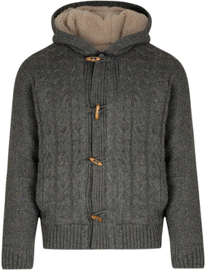 Moray Cable Knit Borg Lined Jacket in Dark Grey Multi Nep - Tokyo Laundry