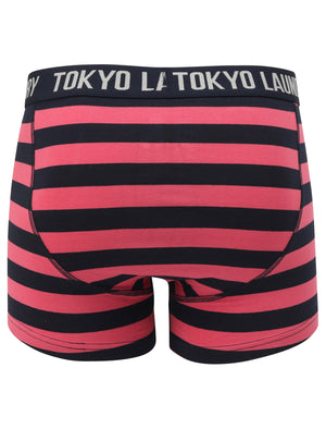 Morden 2 (2 Pack) Striped Boxer Shorts Set In Baroque Rose / Navy - Tokyo Laundry