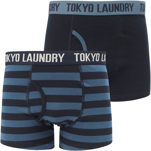 Morden 2 (2 Pack) Striped Boxer Shorts Set In Ensign Blue / Navy - Tokyo Laundry