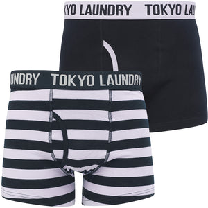 Morden (2 Pack) Striped Boxer Shorts Set in Languid Lavender / Navy - Tokyo Laundry