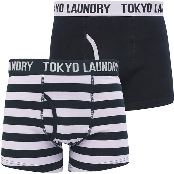 Morden (2 Pack) Striped Boxer Shorts Set in Languid Lavender / Navy - Tokyo Laundry