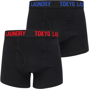 Murray (2 Pack) Boxer Shorts Set in Barados Cherry / Sea Surf Blue - Tokyo Laundry