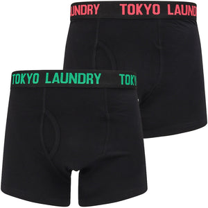 Murray (2 Pack) Boxer Shorts Set in Jelly Bean Green / Paradise Pink - Tokyo Laundry