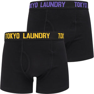 Murray (2 Pack) Boxer Shorts Set in Solar Yellow / Purple Opulence - Tokyo Laundry