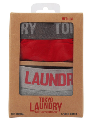 Myddleton 2 (2 Pack) Boxer Shorts Set In Barados Cherry / Mid Grey Marl - Tokyo Laundry