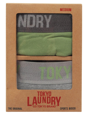 Myddleton 2 (2 Pack) Boxer Shorts Set In Green Eyes / Mid Grey Marl - Tokyo Laundry