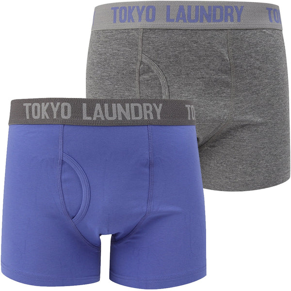 Myddleton (2 Pack) Boxer Shorts Set In Baja Blue / Mid Grey Marl - Tokyo Laundry