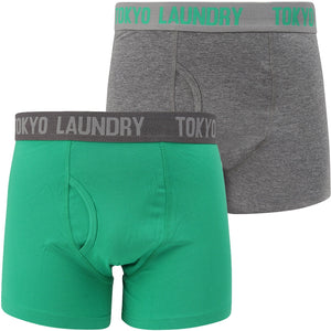 Myddleton (2 Pack) Boxer Shorts Set In Simply Green / Mid Grey Marl - Tokyo Laundry