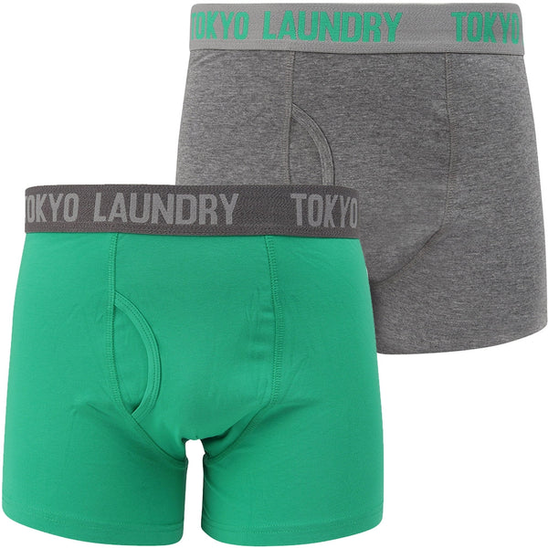 Myddleton (2 Pack) Boxer Shorts Set In Simply Green / Mid Grey Marl - Tokyo Laundry