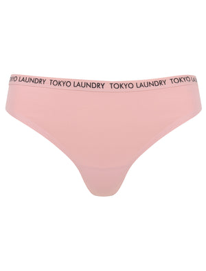 Nahla (3 Pack) Microfiber No VPL Seam Free Assorted Thongs In Purple / Pink / Black - Tokyo Laundry