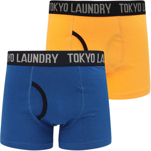 Nantes 2 (2 Pack) Boxer Shorts Set In Blazing Orange / Nautical Blue - Tokyo Laundry