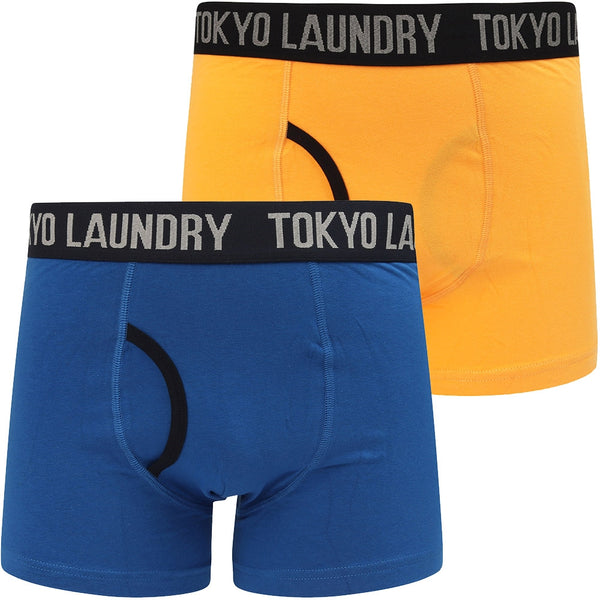 Nantes 2 (2 Pack) Boxer Shorts Set In Blazing Orange / Nautical Blue - Tokyo Laundry
