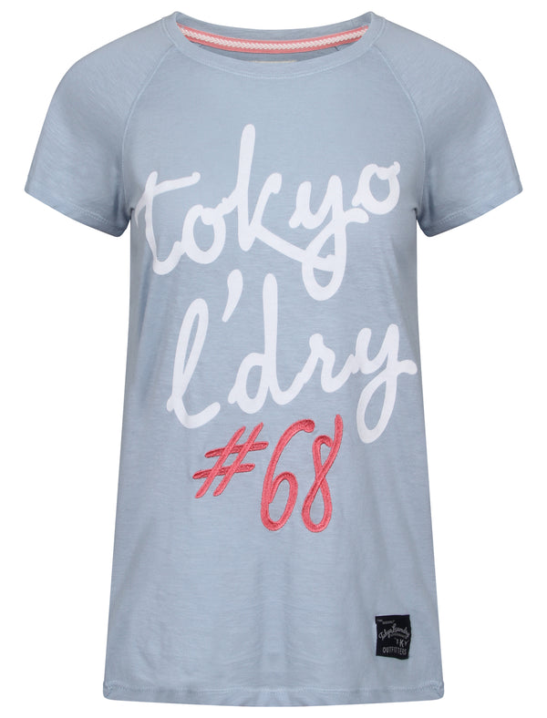 Narla Motif Slub T-Shirt in Cashmere Blue - Tokyo Laundry