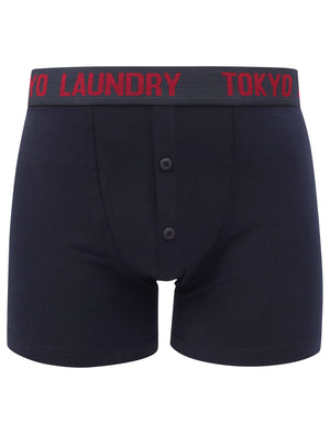 Nash 2 (2 Pack) Boxer Shorts Set in Beet Red / Mood Indigo - Tokyo Laundry