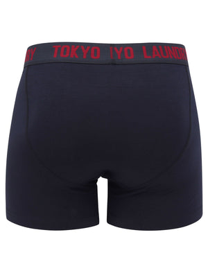 Nash 2 (2 Pack) Boxer Shorts Set in Beet Red / Mood Indigo - Tokyo Laundry