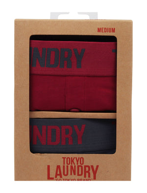 Nash 2 (2 Pack) Boxer Shorts Set in Beet Red / Mood Indigo - Tokyo Laundry