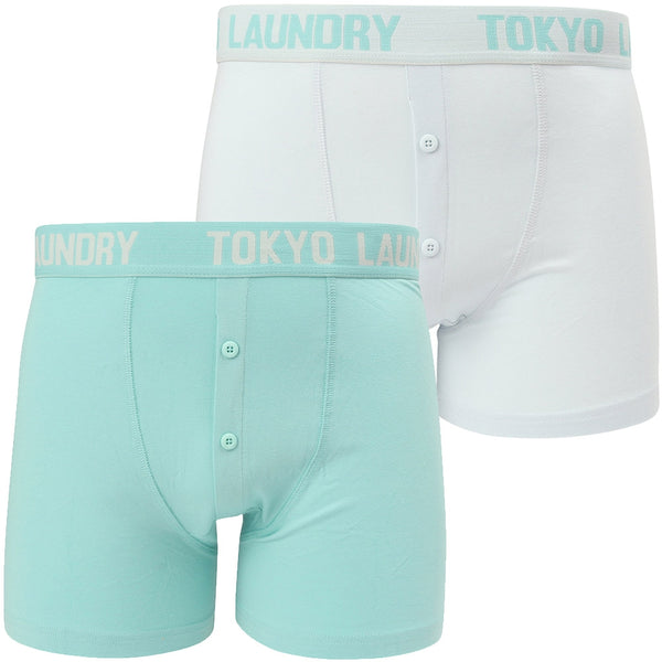 Nash (2 Pack) Boxer Shorts Set in Aqua Haze / Illusion Blue - Tokyo Laundry