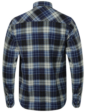 Nashville Checked Long Sleeve Flannel Shirt in Blue Depths - Tokyo Laundry