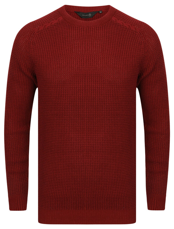 Nes Crew Neck Knitted Cotton Jumper in Oxblood - Dissident