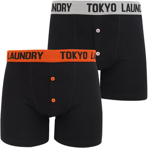 Nelson (2 Pack) Boxer Shorts Set in Light Grey Marl / Paprika - Tokyo Laundry