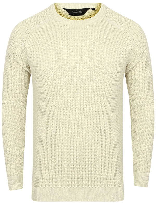 Nes Crew Neck Knitted Cotton Jumper in Oatgrey Marl - Dissident