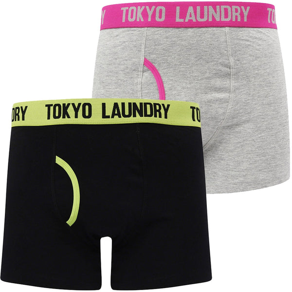 Nevern (2 Pack) Boxer Shorts Set in Green Glow / Rose Violet - Tokyo Laundry
