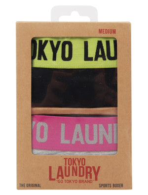 Nevern (2 Pack) Boxer Shorts Set in Green Glow / Rose Violet - Tokyo Laundry