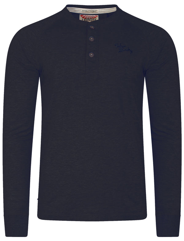 Newick Harbour Henley Sweatshirt in Dark Navy - Tokyo Laundry
