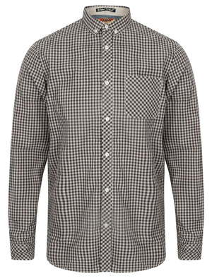 Newick Long Sleeve Gingham Shirt in Charcoal - Tokyo Laundry