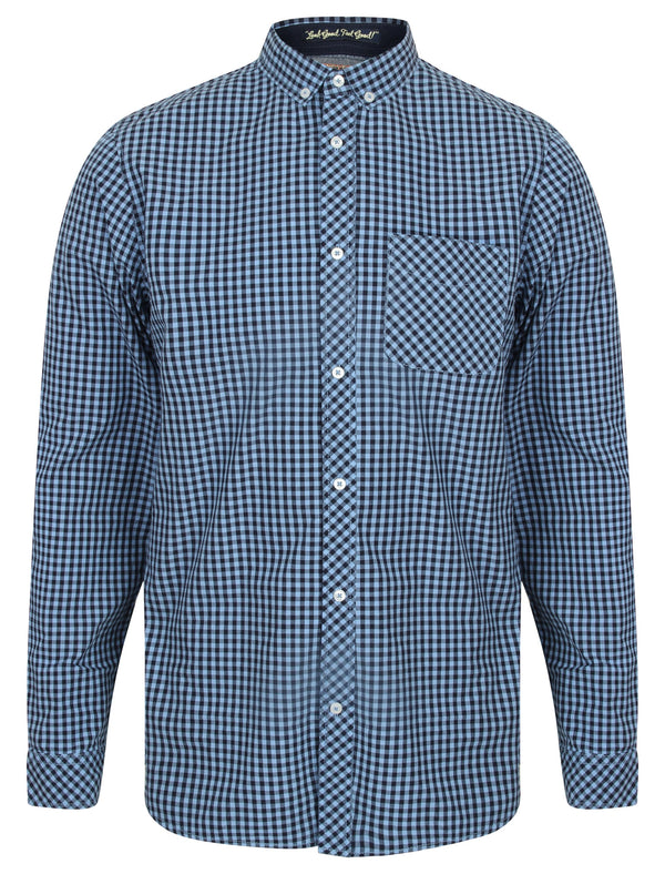 Newick Checked Long Sleeve Shirt in Powder Blue - Tokyo Laundry