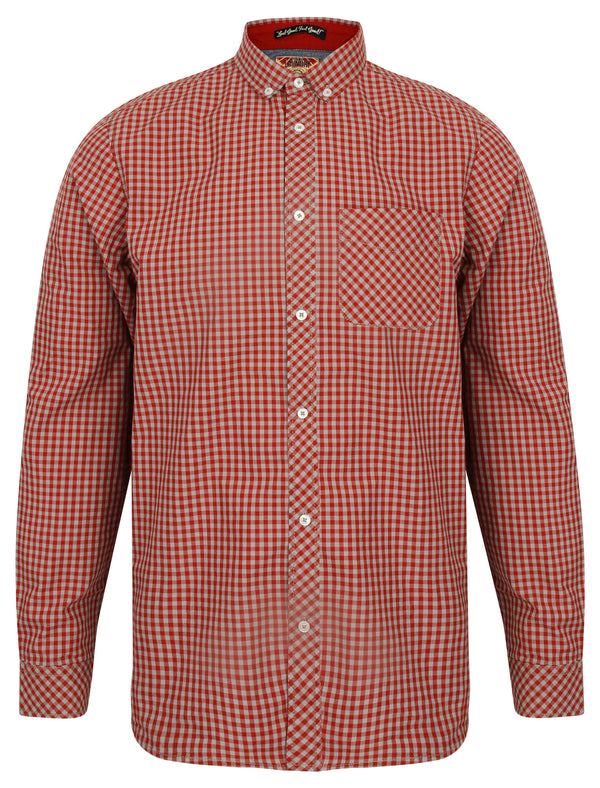Newick Long Sleeve Gingham Shirt in Red - Tokyo Laundry