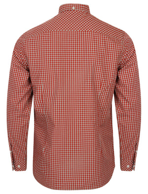 Mens Long Sleeve Gingham Shirt in Red - Tokyo Laundry