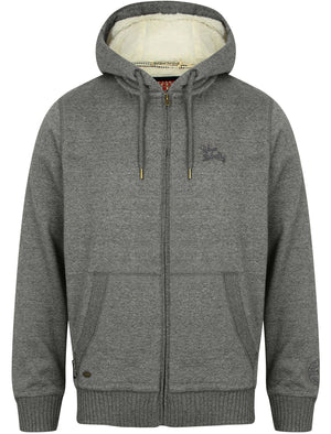 Newtok Falls Zip Through Borg Lined Hoodie in Charcoal / Ivory - Tokyo Laundry