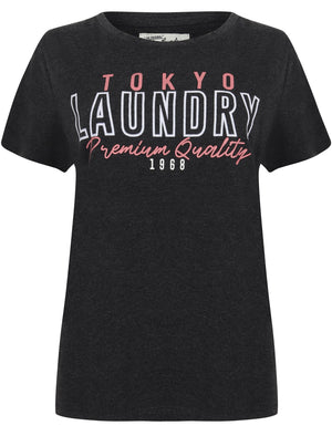 Nikita Motif Cotton Jersey T-Shirt In Charcoal Marl - Tokyo Laundry