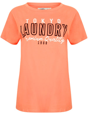 Nikita Motif Cotton Jersey T-Shirt In Sweet Peach - Tokyo Laundry