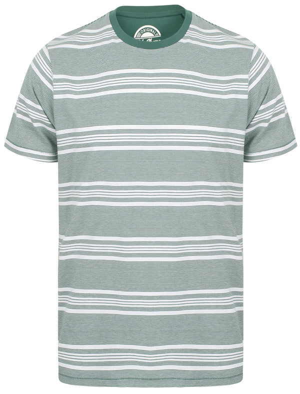 Nissi Cotton Striped Crew Neck T-Shirt In Green - South Shore