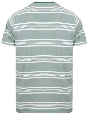 Nissi Cotton Striped Crew Neck T-Shirt In Green - South Shore
